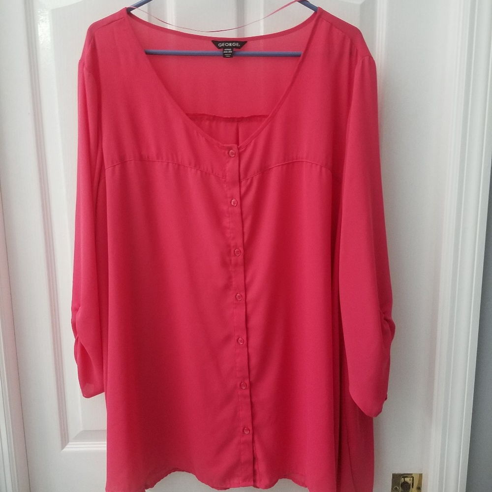 Women's plus size pink button down blouse 26W/28W